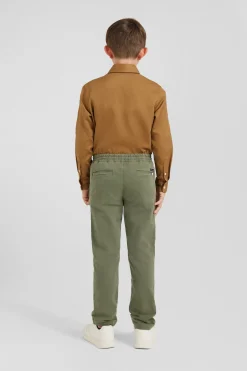Pantalon chino en coton stretch camel coupe Regular