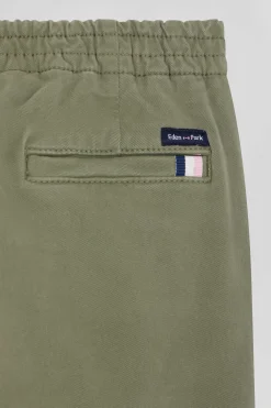 Pantalon chino en coton stretch camel coupe Regular