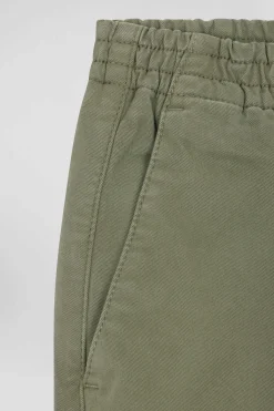 Pantalon chino en coton stretch camel coupe Regular