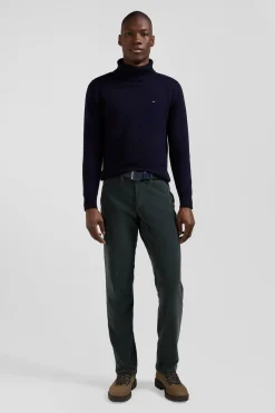 Pantalon chino en coton velours stretch gris coupe Regular