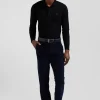 Pantalon chino en coton velours stretch marine coupe Regular