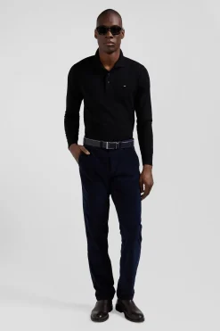 Pantalon chino en coton velours stretch marine coupe Regular