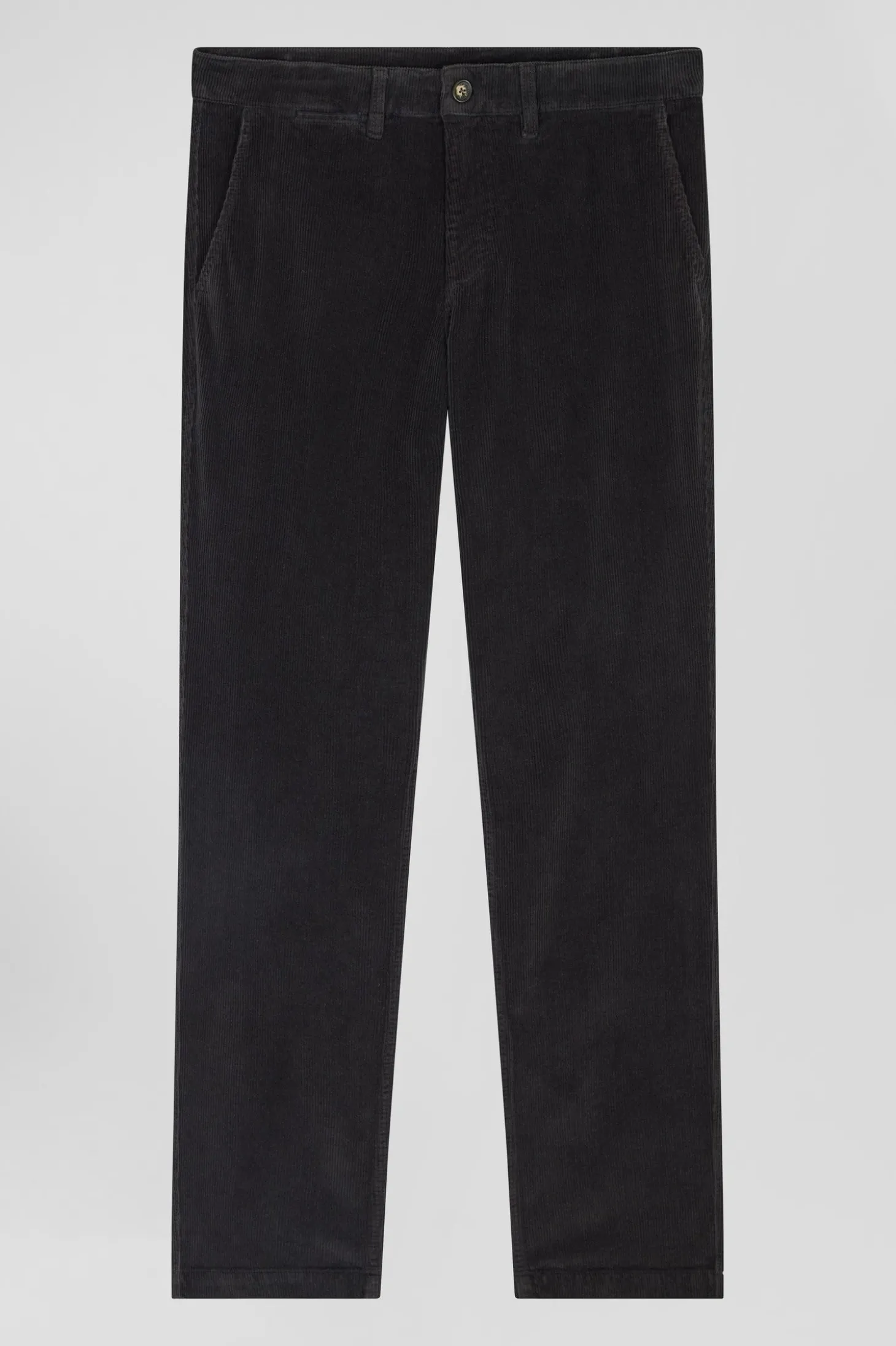 Pantalon chino en coton velours stretch kaki coupe Regular