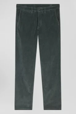 Pantalon chino en coton velours stretch gris coupe Regular