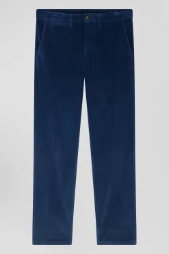 Pantalon chino en coton velours stretch bleu coupe Regular
