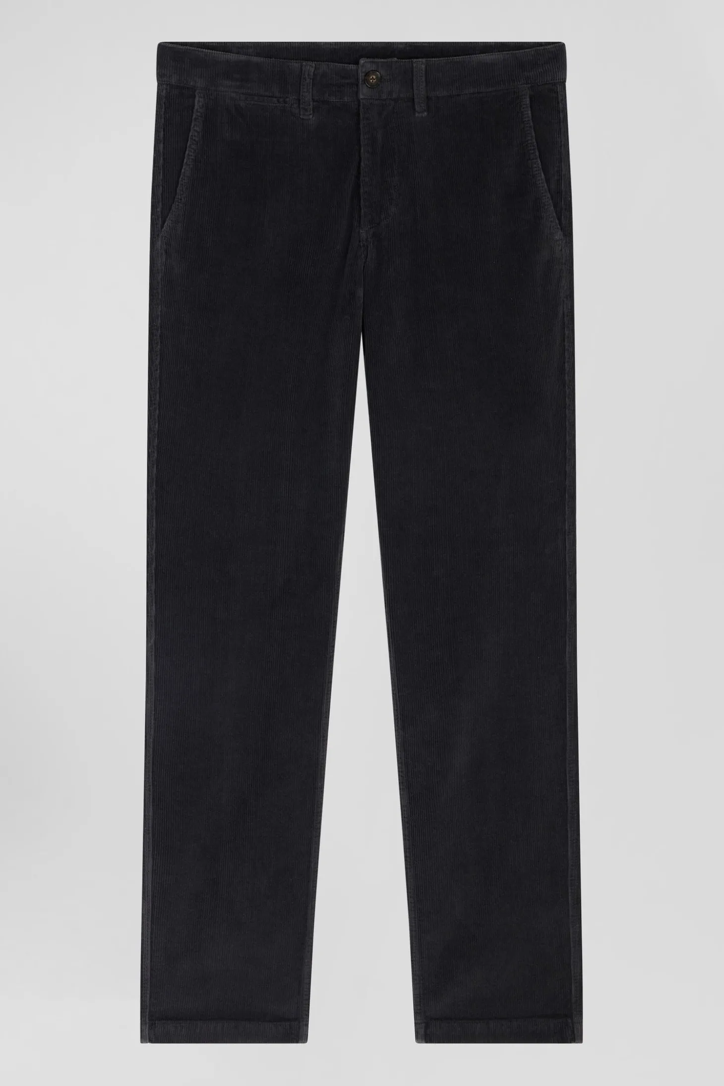 Pantalon chino en coton velours stretch brun coupe Regular