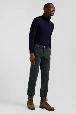 Pantalon chino en coton velours stretch gris coupe Regular