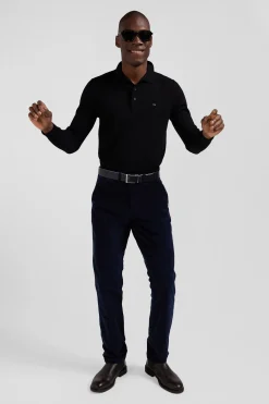 Pantalon chino en coton velours stretch marine coupe Regular