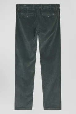 Pantalon chino en coton velours stretch gris coupe Regular