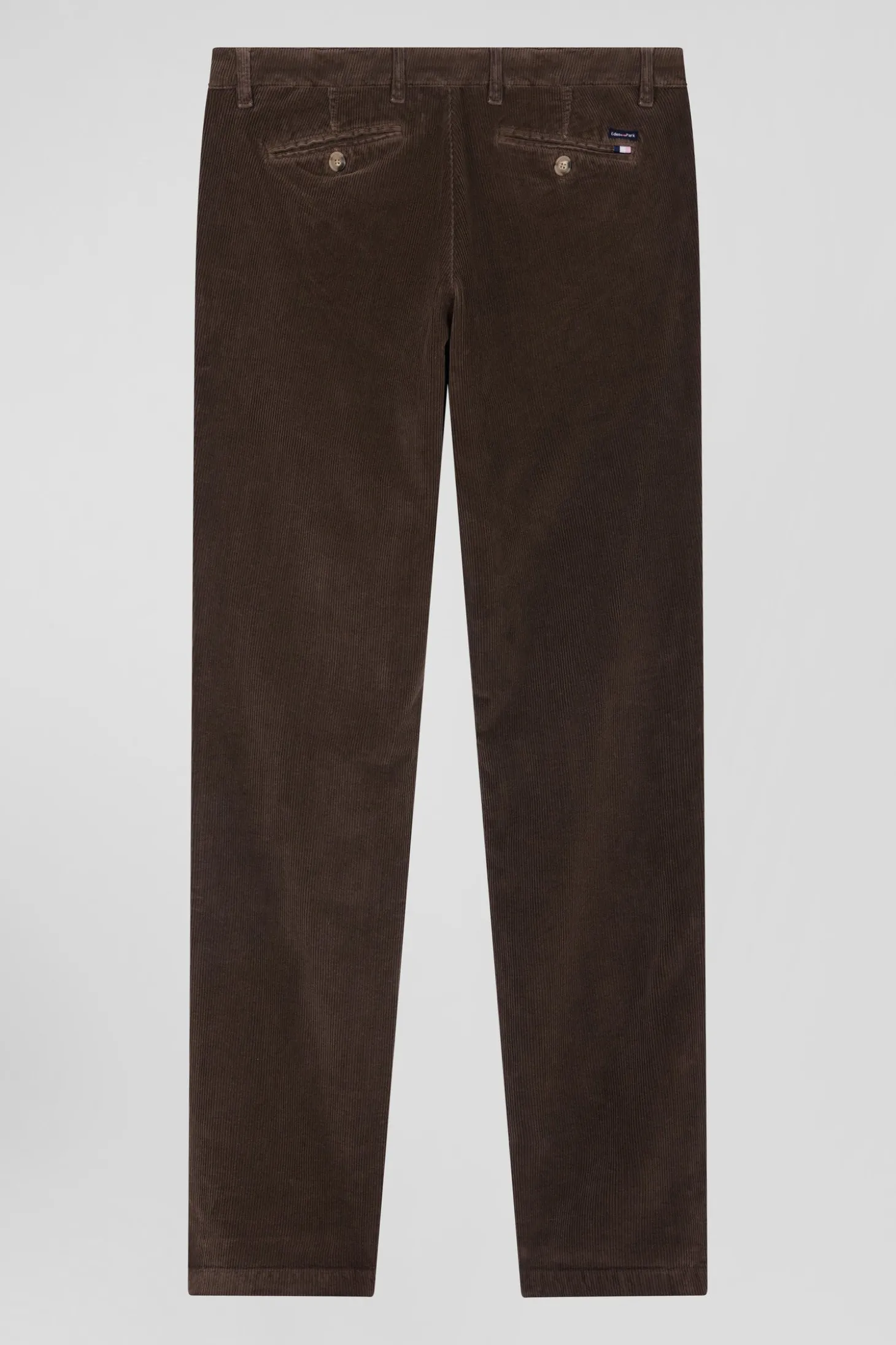 Pantalon chino en coton velours stretch marron coupe Regular