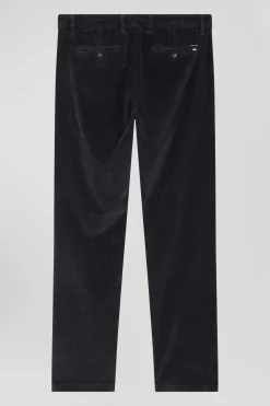 Pantalon chino en coton velours stretch brun coupe Regular