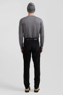 Pantalon chino en coton velours stretch kaki coupe Regular