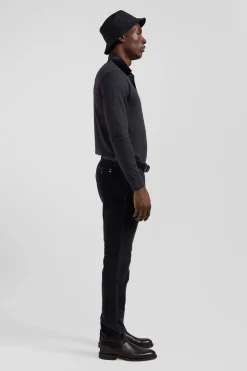 Pantalon chino en coton velours stretch brun coupe Regular