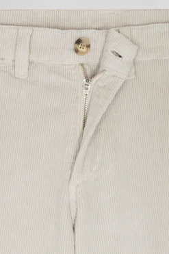 Pantalon chino en coton velours stretch écru coupe Regular