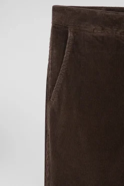 Pantalon chino en coton velours stretch marron coupe Regular