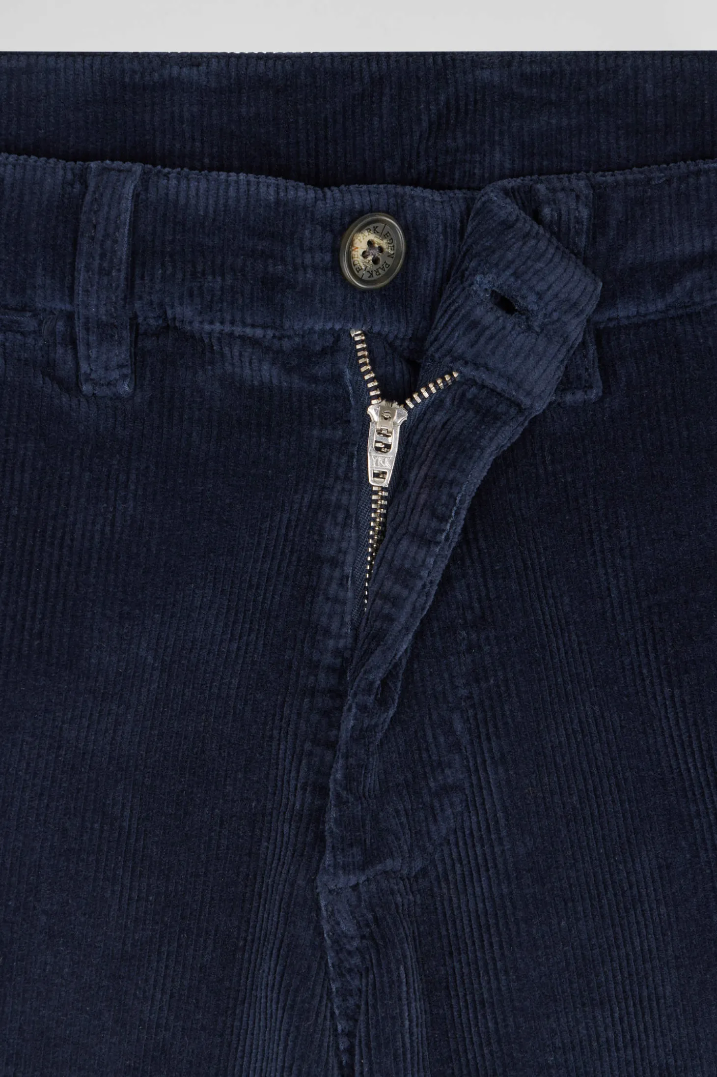 Pantalon chino en coton velours stretch marine coupe Regular