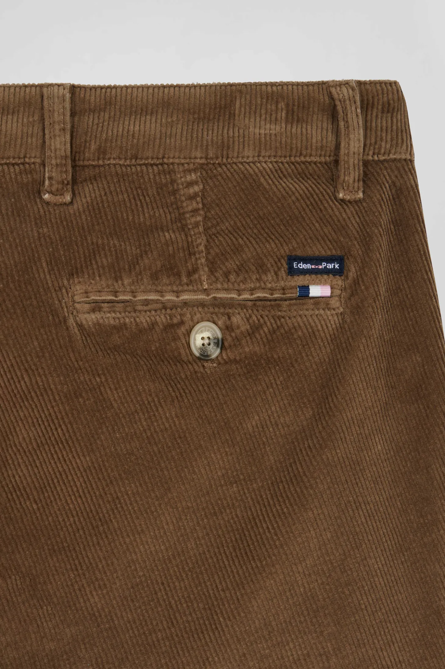 Pantalon chino en coton velours stretch camel coupe Regular