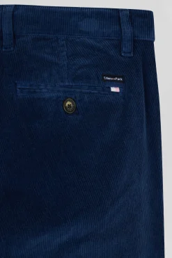 Pantalon chino en coton velours stretch bleu coupe Regular