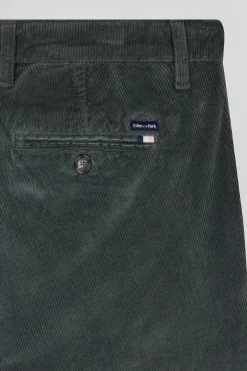 Pantalon chino en coton velours stretch gris coupe Regular