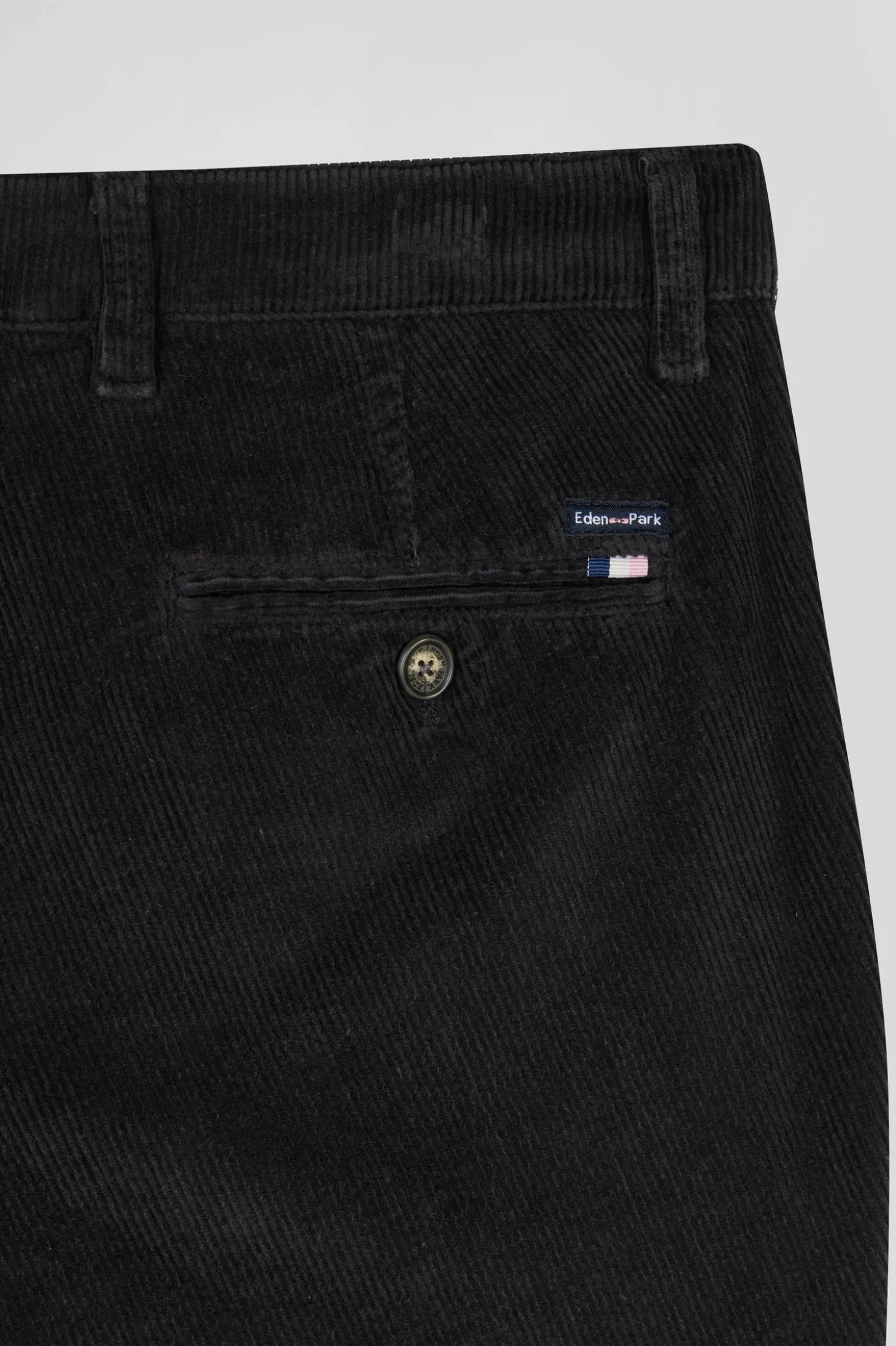 Pantalon chino en coton velours stretch kaki coupe Regular