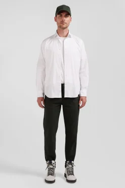 Pantalon chino en piqué de coton stretch et modal kaki coupe Regular