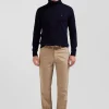 Pantalon chino en piqué de coton stretch et modal chanvre coupe Regular