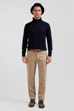 Pantalon chino en piqué de coton stretch et modal chanvre coupe Regular