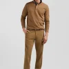 Pantalon chino en piqué de coton stretch et modal beige coupe Regular