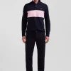 Pantalon chino en piqué de coton stretch et modal marine coupe Regular