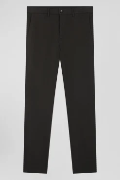 Pantalon chino en piqué de coton stretch et modal kaki coupe Regular