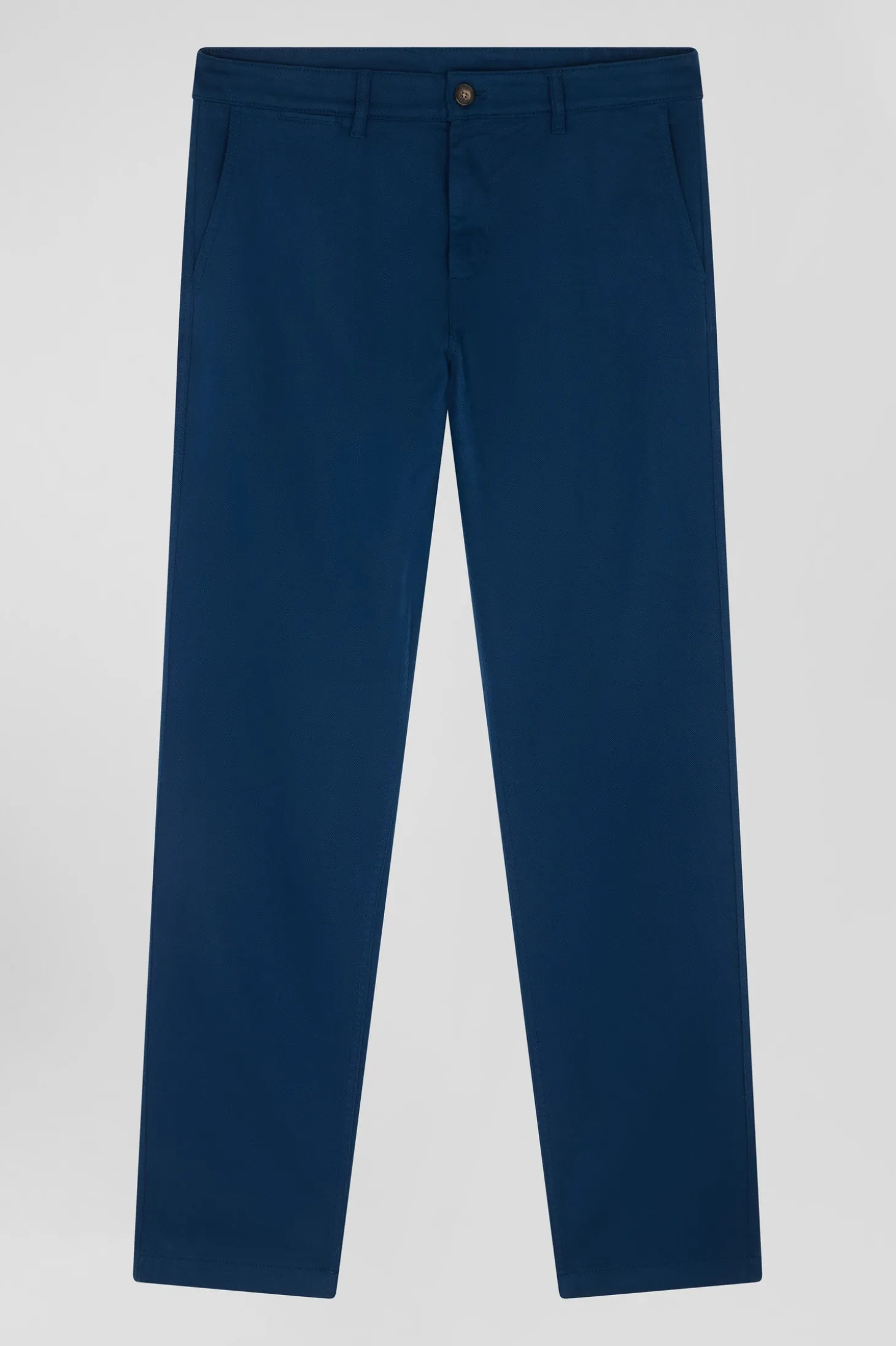 Pantalon chino en piqué de coton stretch et modal bleu coupe Regular