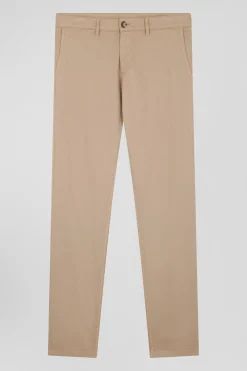 Pantalon chino en piqué de coton stretch et modal chanvre coupe Regular