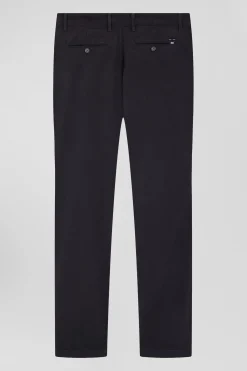 Pantalon chino en piqué de coton stretch et modal gris coupe Regular