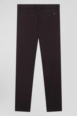 Pantalon chino en piqué de coton stretch et modal brun coupe Regular