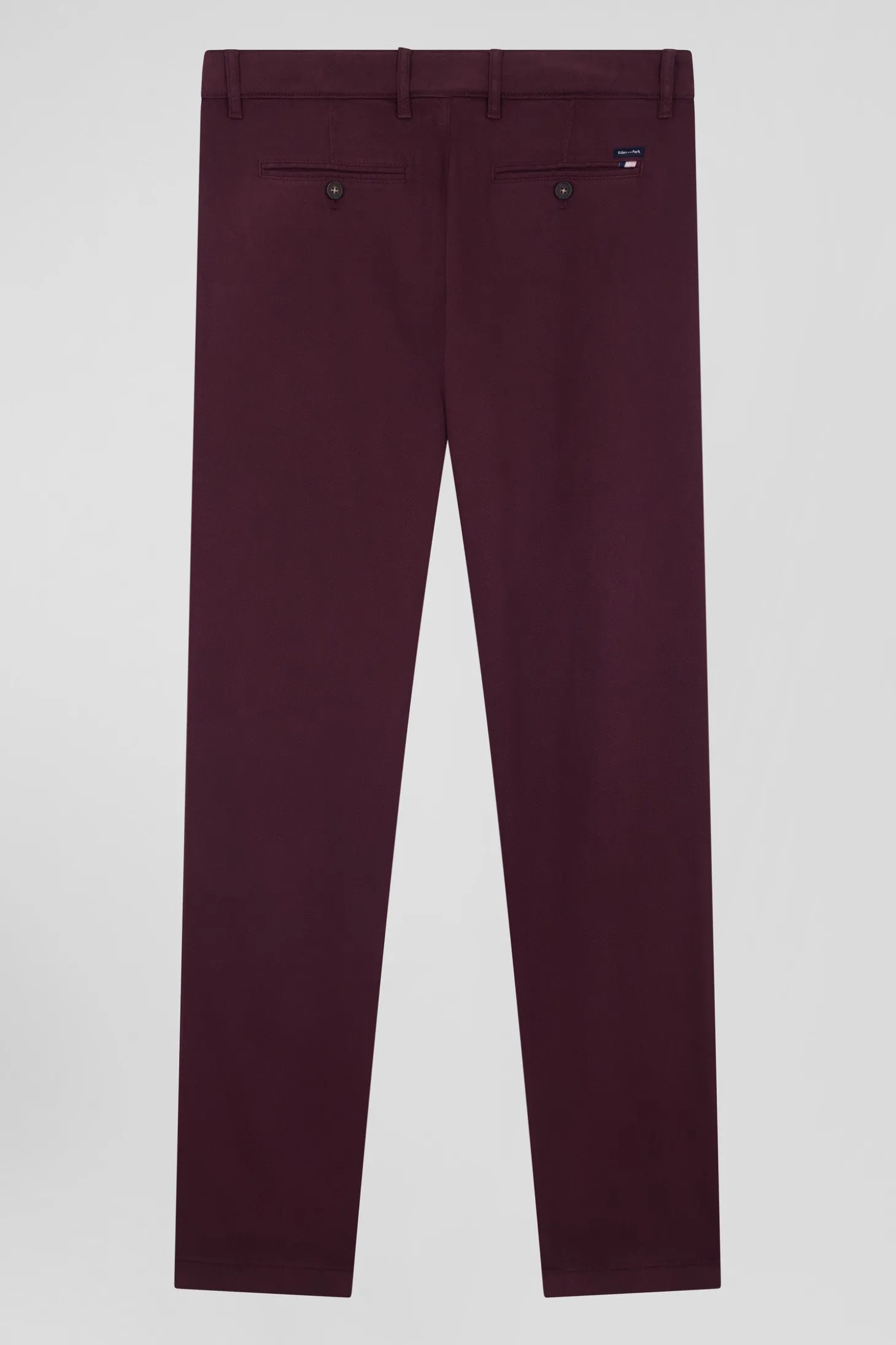 Pantalon chino en piqué de coton stretch et modal bordeaux coupe Regular