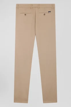 Pantalon chino en piqué de coton stretch et modal chanvre coupe Regular