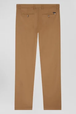 Pantalon chino en piqué de coton stretch et modal beige coupe Regular