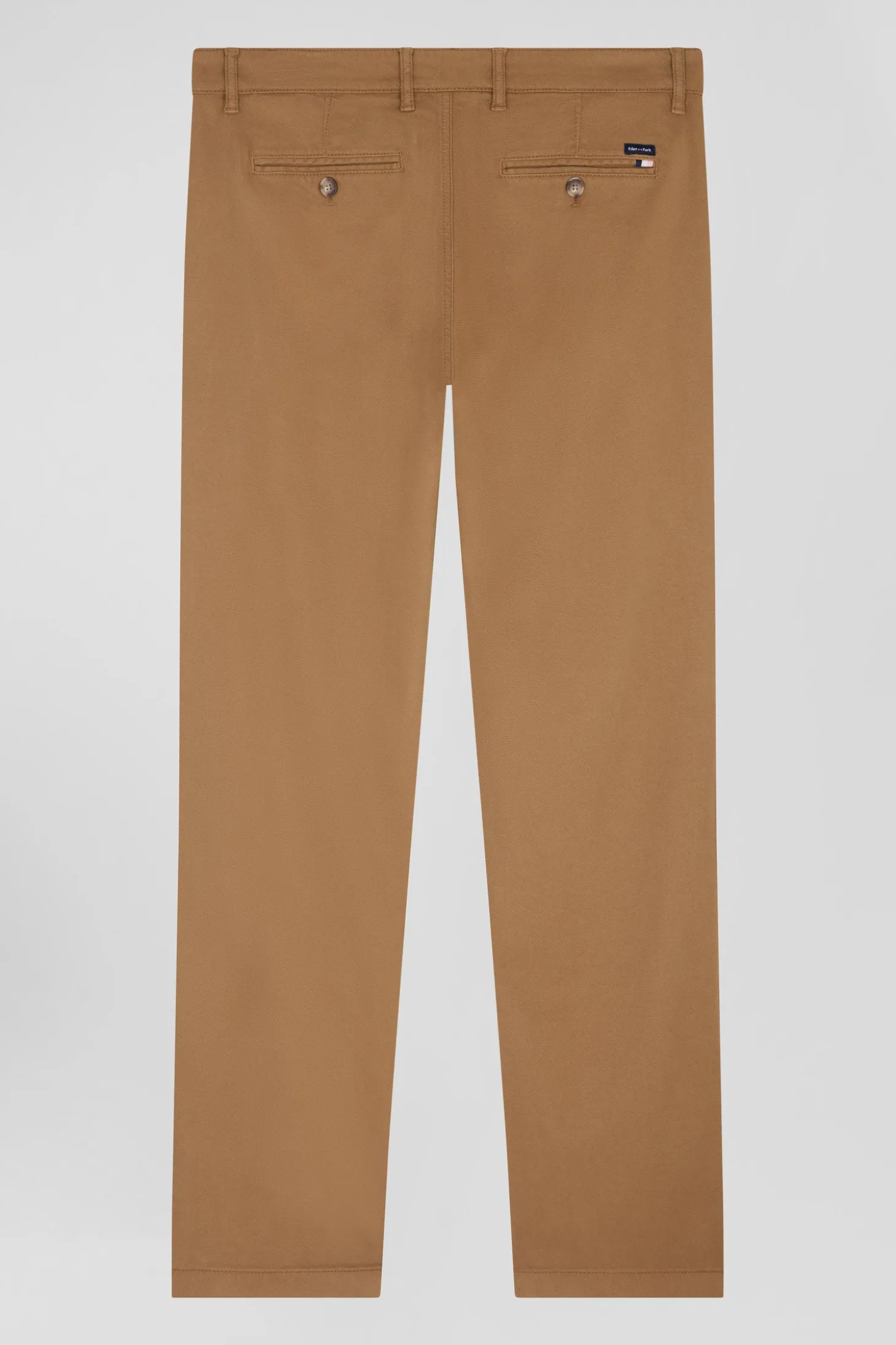 Pantalon chino en piqué de coton stretch et modal beige coupe Regular