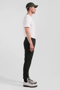 Pantalon chino en piqué de coton stretch et modal kaki coupe Regular