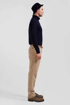 Pantalon chino en piqué de coton stretch et modal chanvre coupe Regular