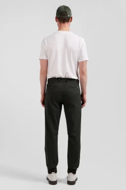 Pantalon chino en piqué de coton stretch et modal kaki coupe Regular