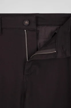 Pantalon chino en piqué de coton stretch et modal brun coupe Regular