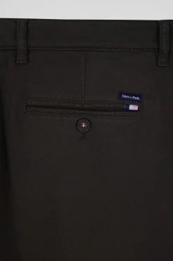 Pantalon chino en piqué de coton stretch et modal kaki coupe Regular
