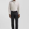 Pantalon chino gris anthracite en gabardine de coton stretch coupe Regular