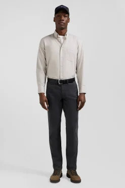 Pantalon chino gris anthracite en gabardine de coton stretch coupe Regular