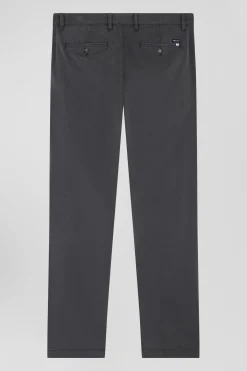 Pantalon chino gris anthracite en gabardine de coton stretch coupe Regular