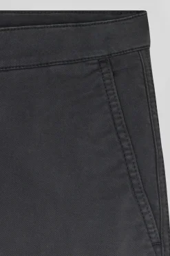Pantalon chino gris anthracite en gabardine de coton stretch coupe Regular