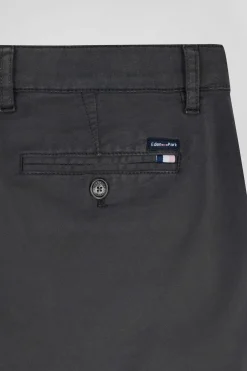 Pantalon chino gris anthracite en gabardine de coton stretch coupe Regular