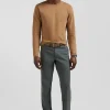 Pantalon chino gris en gabardine de coton stretch coupe Regular