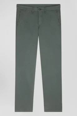 Pantalon chino gris en gabardine de coton stretch coupe Regular